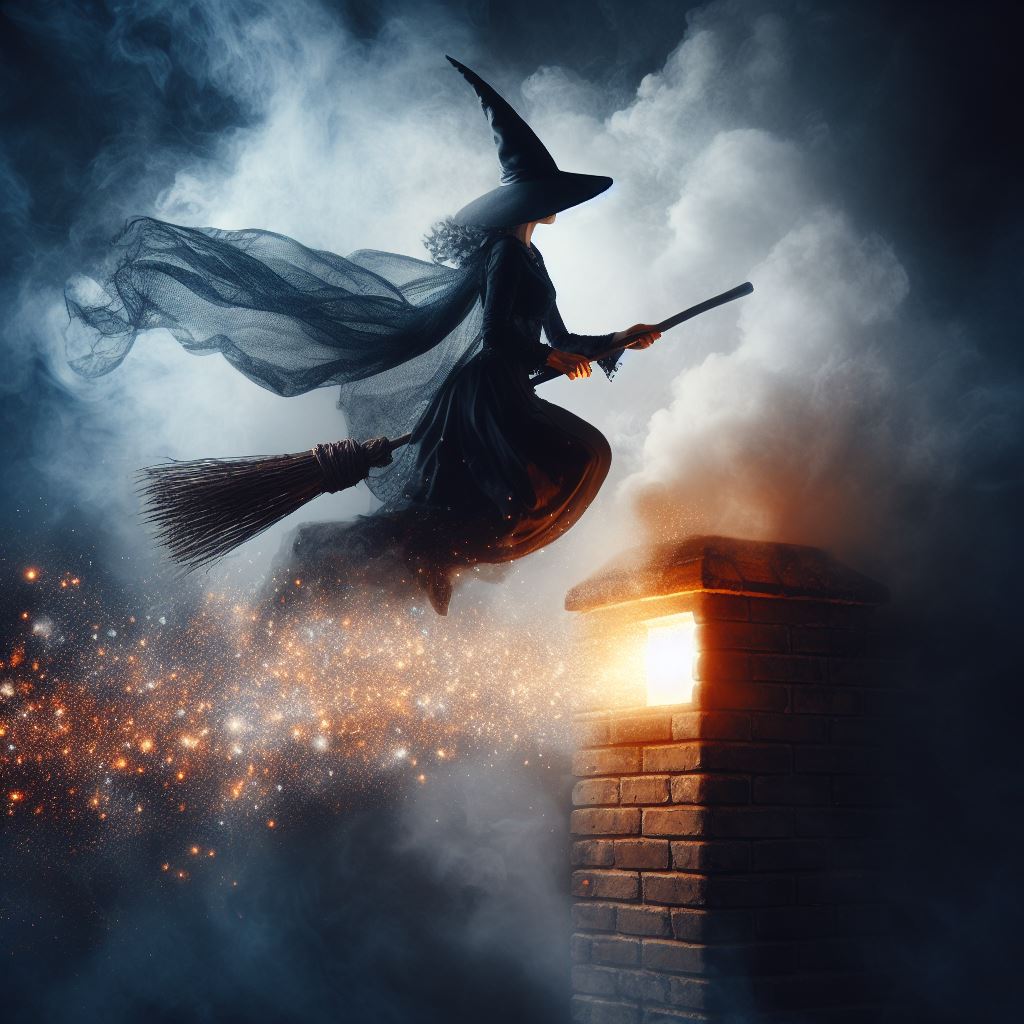 bruja en la chimenea